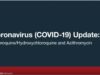 COVID-19 Update: Chloroquine / Hydroxychloroquine and Azithromycin